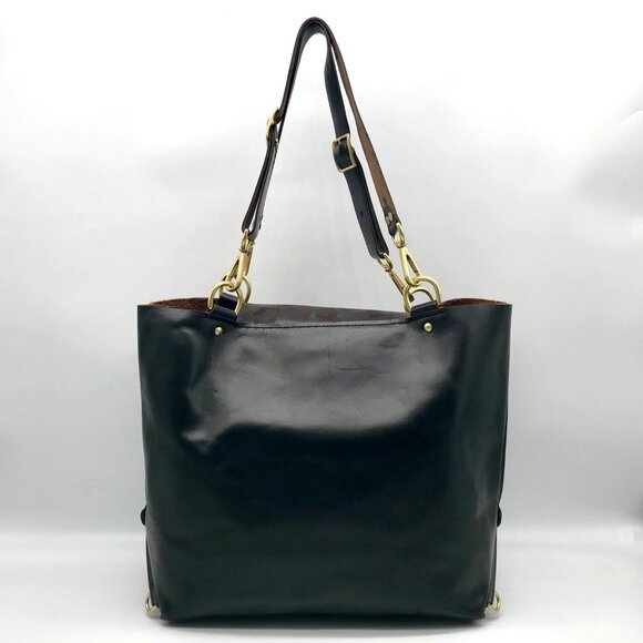 Form Function Form Black Horween Leather & Animal Print Flap 3 Way Bag - Picture 2 of 12